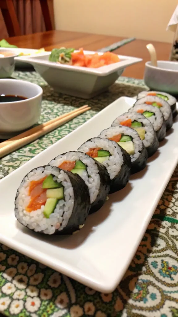 domowe sushi przepis – rolki sushi z ryżem, awokado i łososiem
