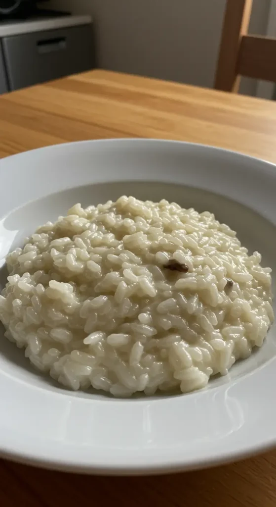 Kremowe risotto przepis z parmezanem i pietruszką na talerzu