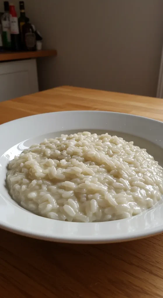 Kremowe risotto przepis z parmezanem i pietruszką na talerzu