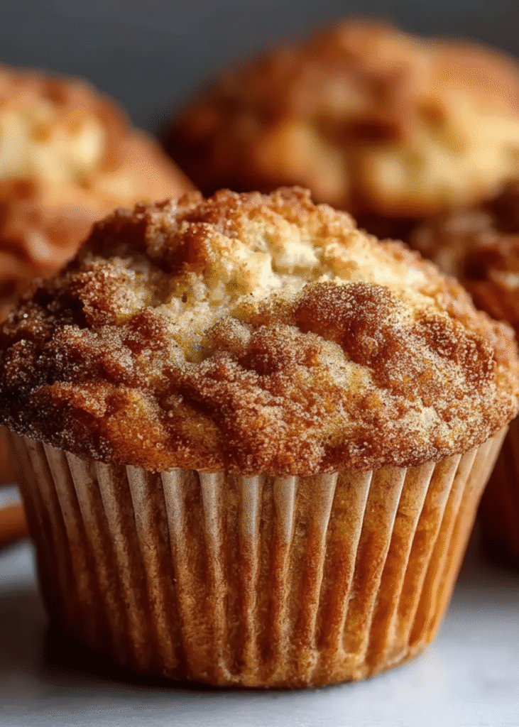 Zbliżenie na przekrojoną muffinkę, ukazujące wilgotne ciasto i jabłka