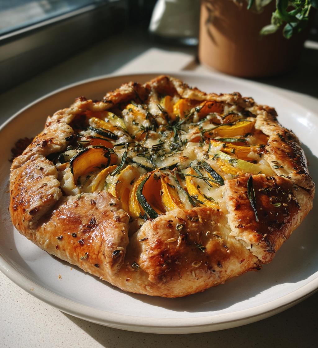 Delicata Squash Galette with herbs and cheese - detail 1