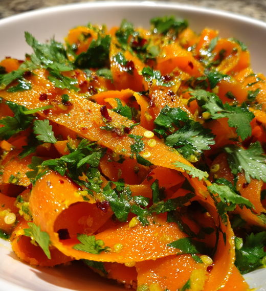 Carrot Ribbon Salad with Rice Wine Vinegar & Chili Crisp - detail 1