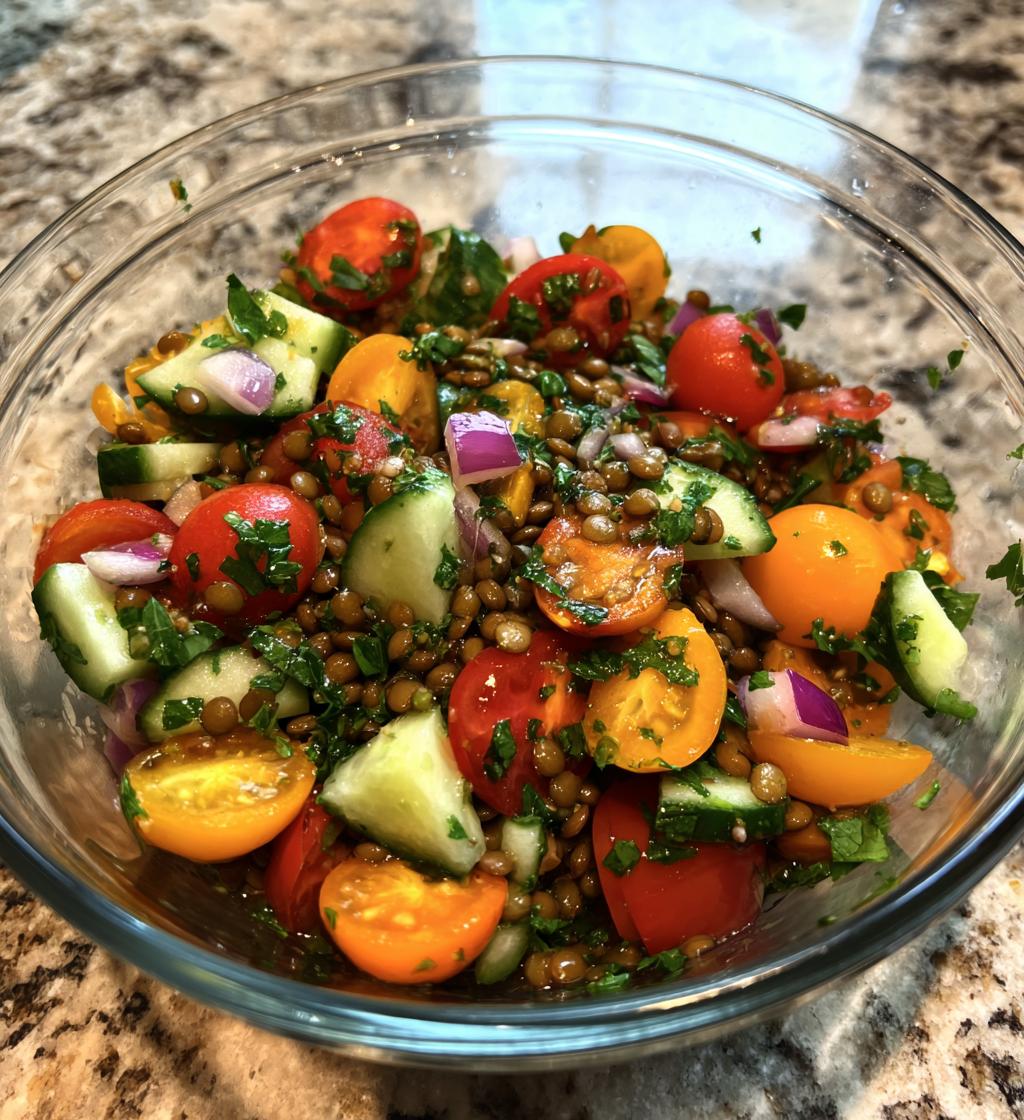 French Lentil Salad with Cherry Tomatoes - detail 1