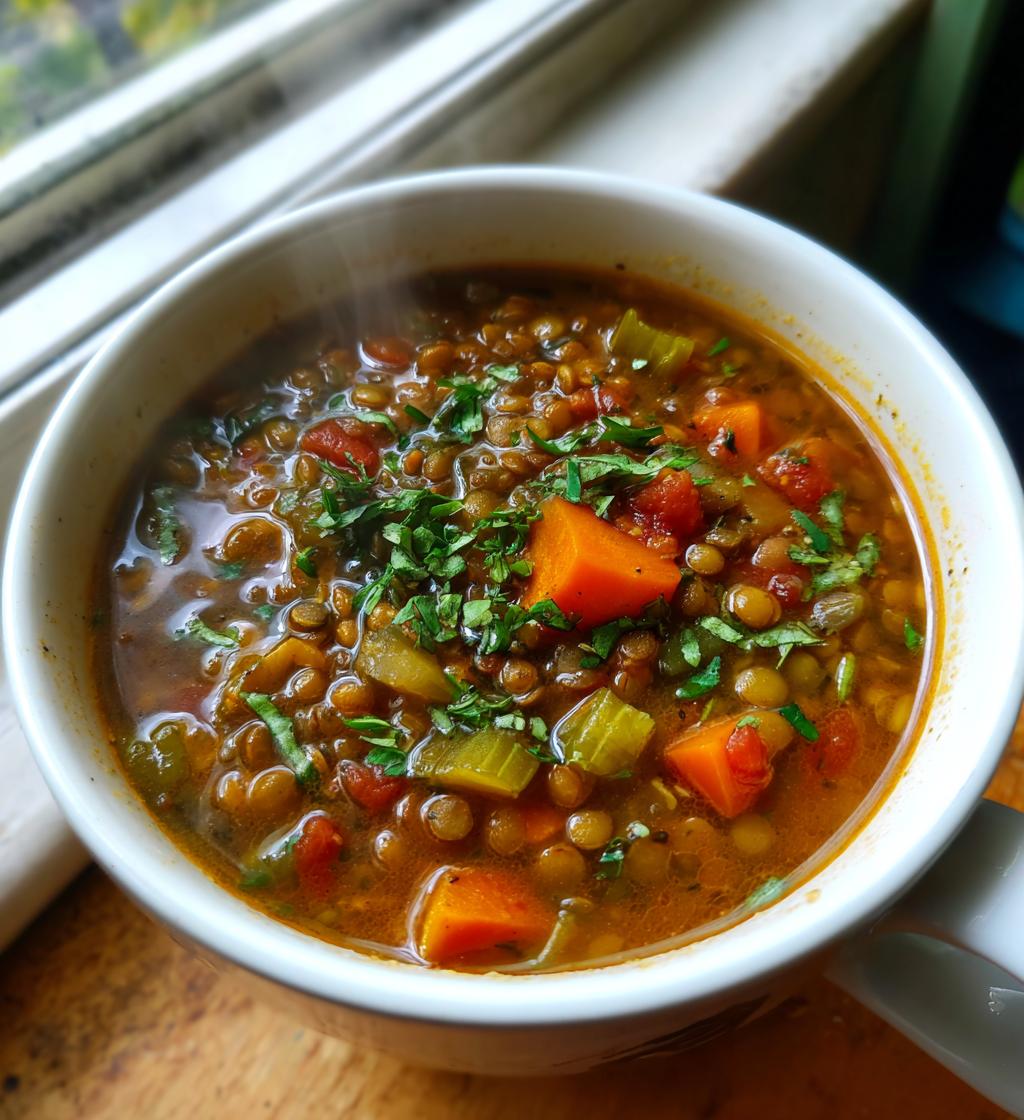 Hearty Lentil & Vegetable Soup - detail 1