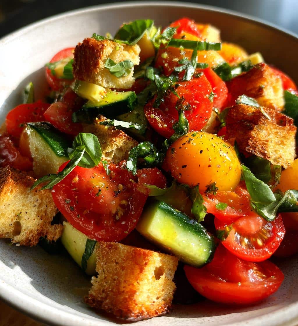 Italian Panzanella Salad (bread and tomato salad) - detail 1