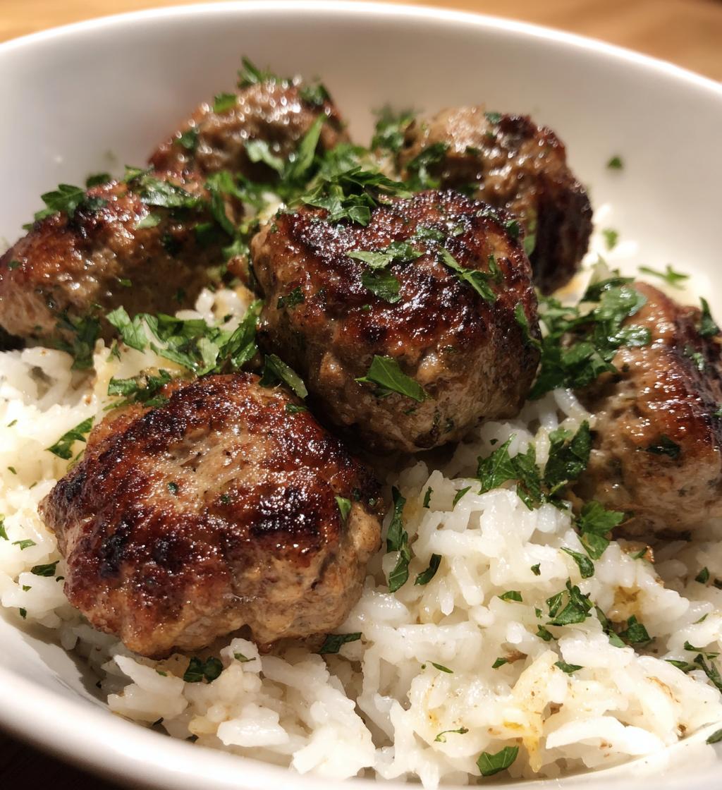 Kofte Turkish Meatballs with Rice - detail 1