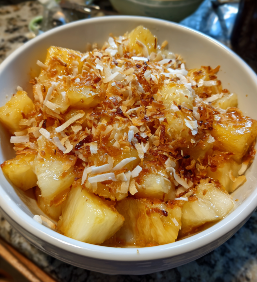 Malibu Pineapples (pineapples soaked in rum, paired with toasted coconut) - detail 1