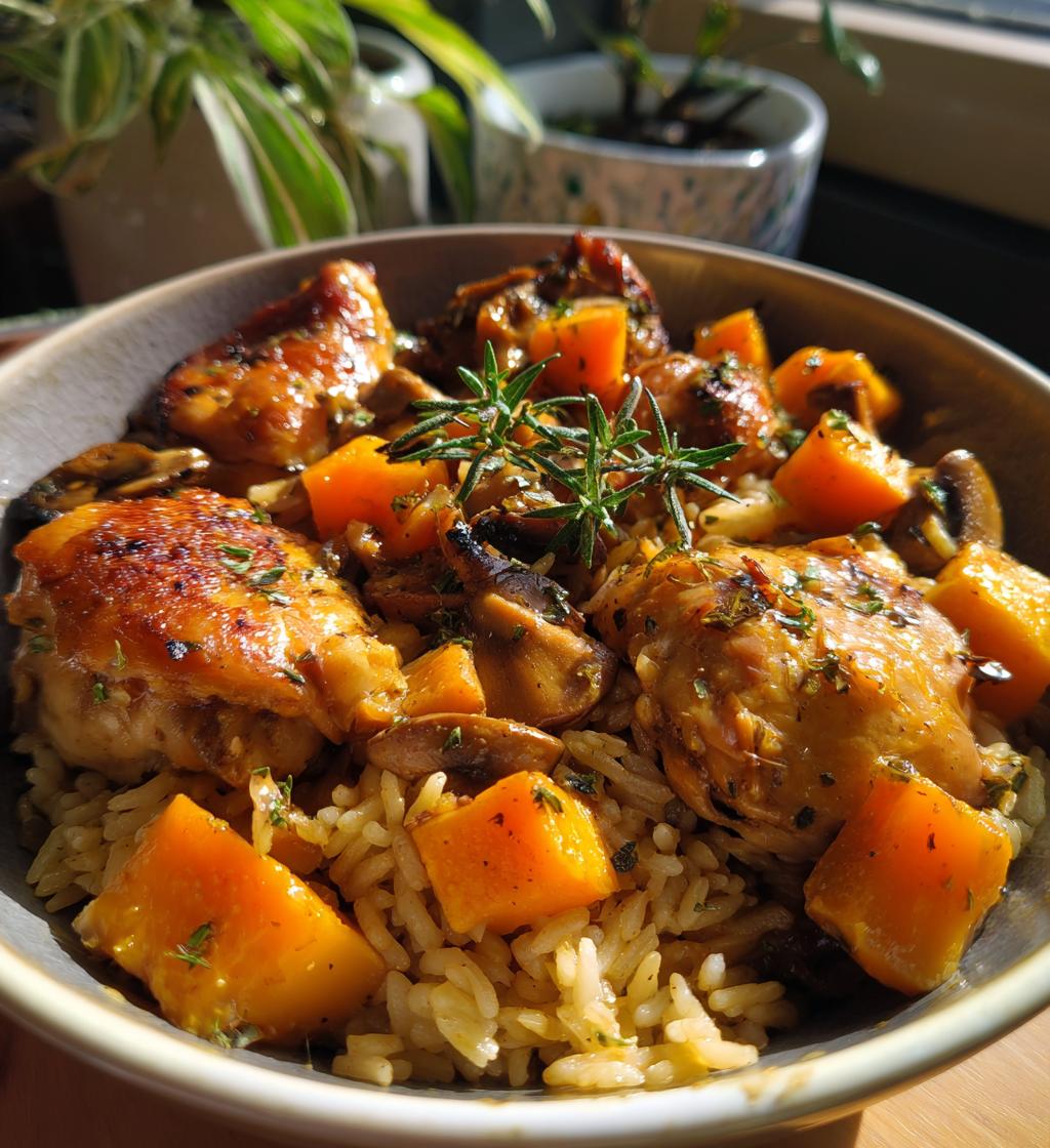 One Pot Pumpkin Mushroom Chicken Rice - detail 1