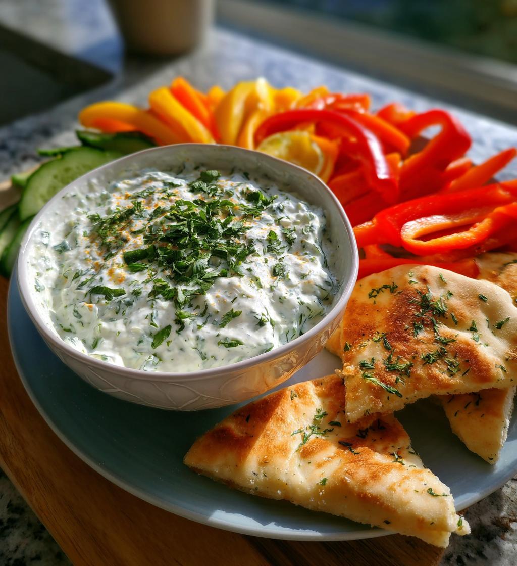 Simple Tzatziki Sauce with Pita and Veg - detail 1