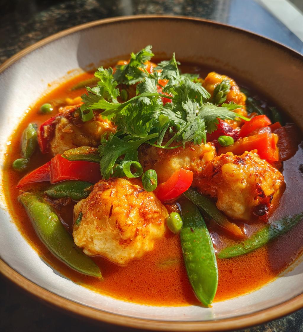 Thai Red Curry Dumpling Soup - detail 1