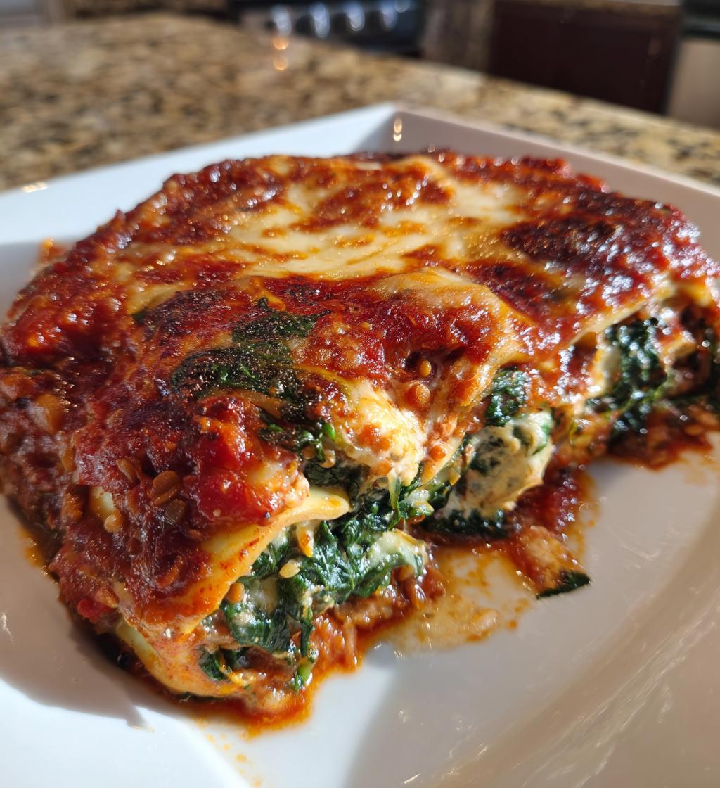 Vegetarian Lasagne with Lentils and Spinach - detail 1
