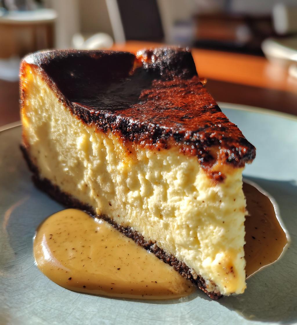 Basque Burnt Cheesecake with Pistachio Sauce - detail 1