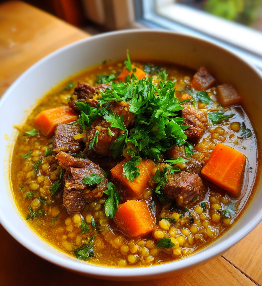 Chorba Frik (Algerian Freekeh Soup) - detail 1