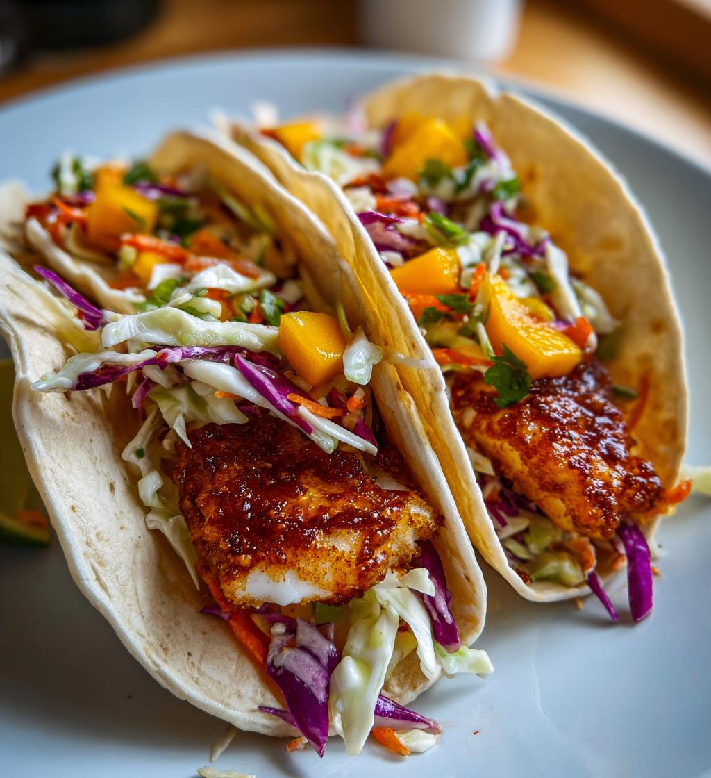 Crispy Fish Tacos with Mango Slaw - detail 1