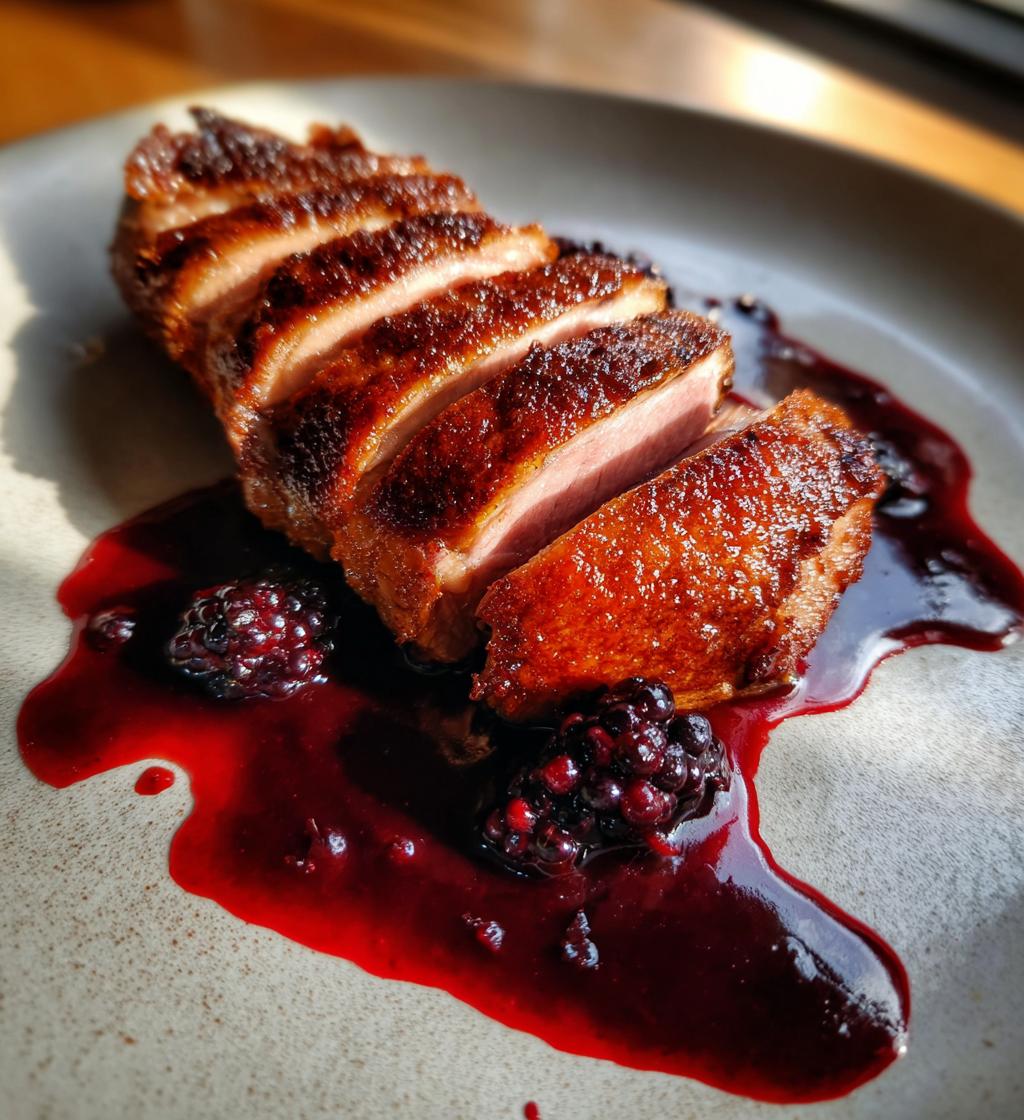 Crispy Skin Duck Breast with Blackberry Sauce - detail 1