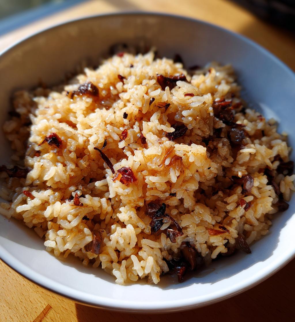 Diri Djon Djon (Black Mushroom Rice - using dried mushrooms) - detail 1