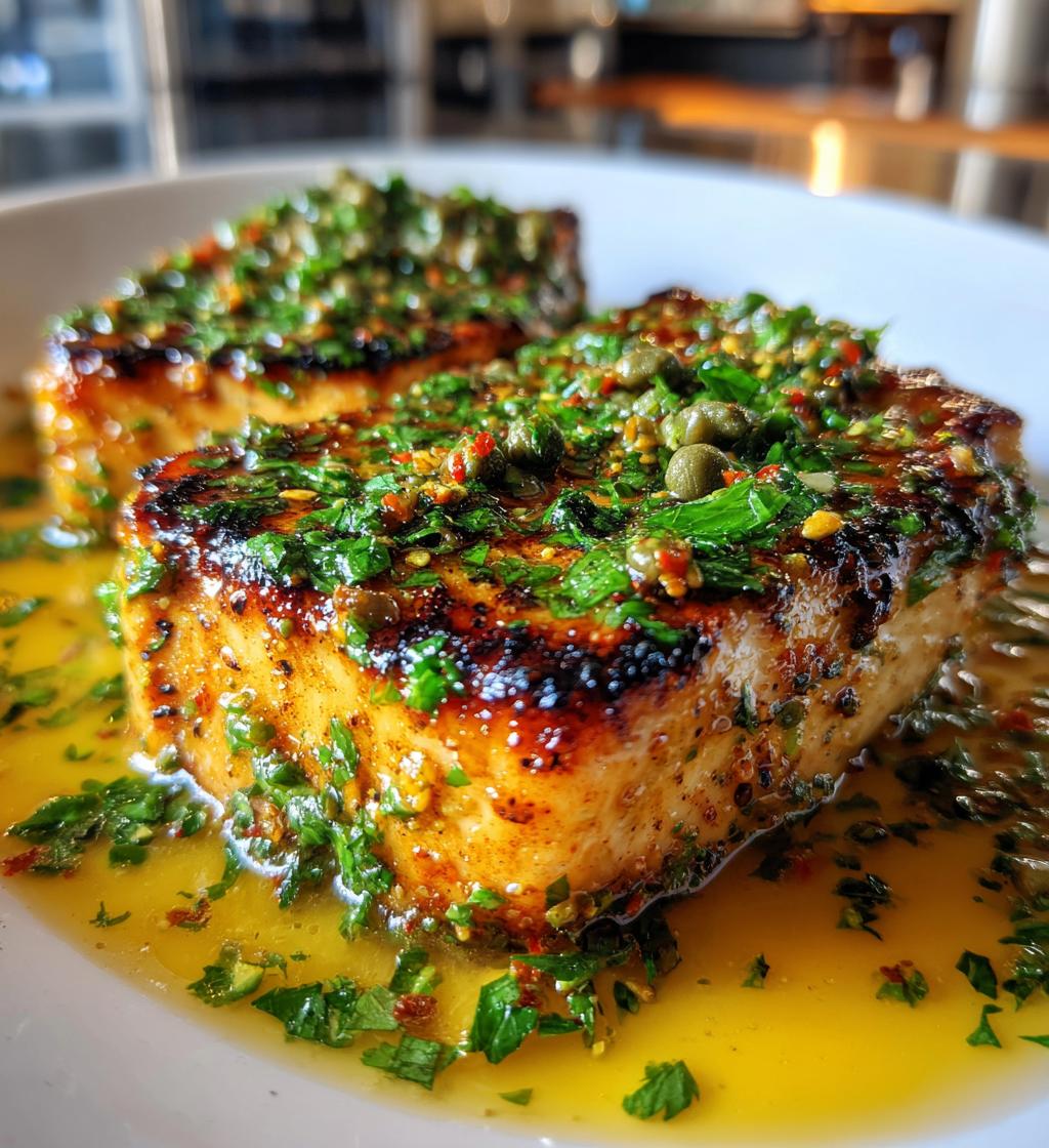 Grilled Swordfish with Lemon Caper Sauce - detail 1