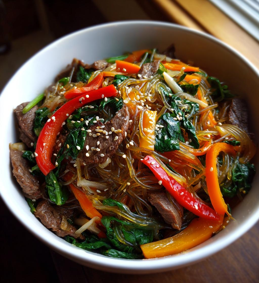 Japchae (Sweet Potato Glass Noodles with Beef) - detail 1