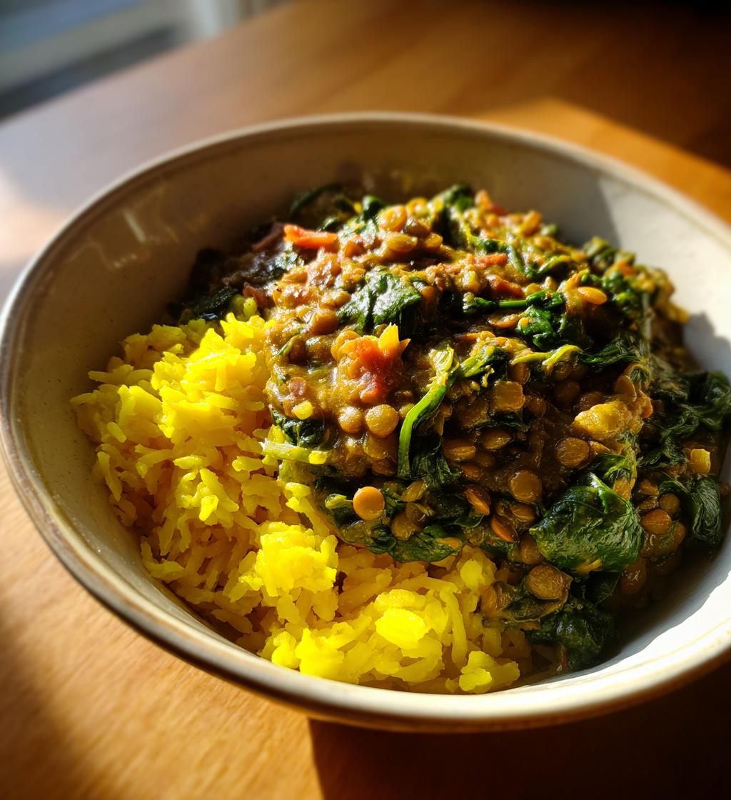 Lentil and Spinach Dal with Turmeric Rice - detail 1