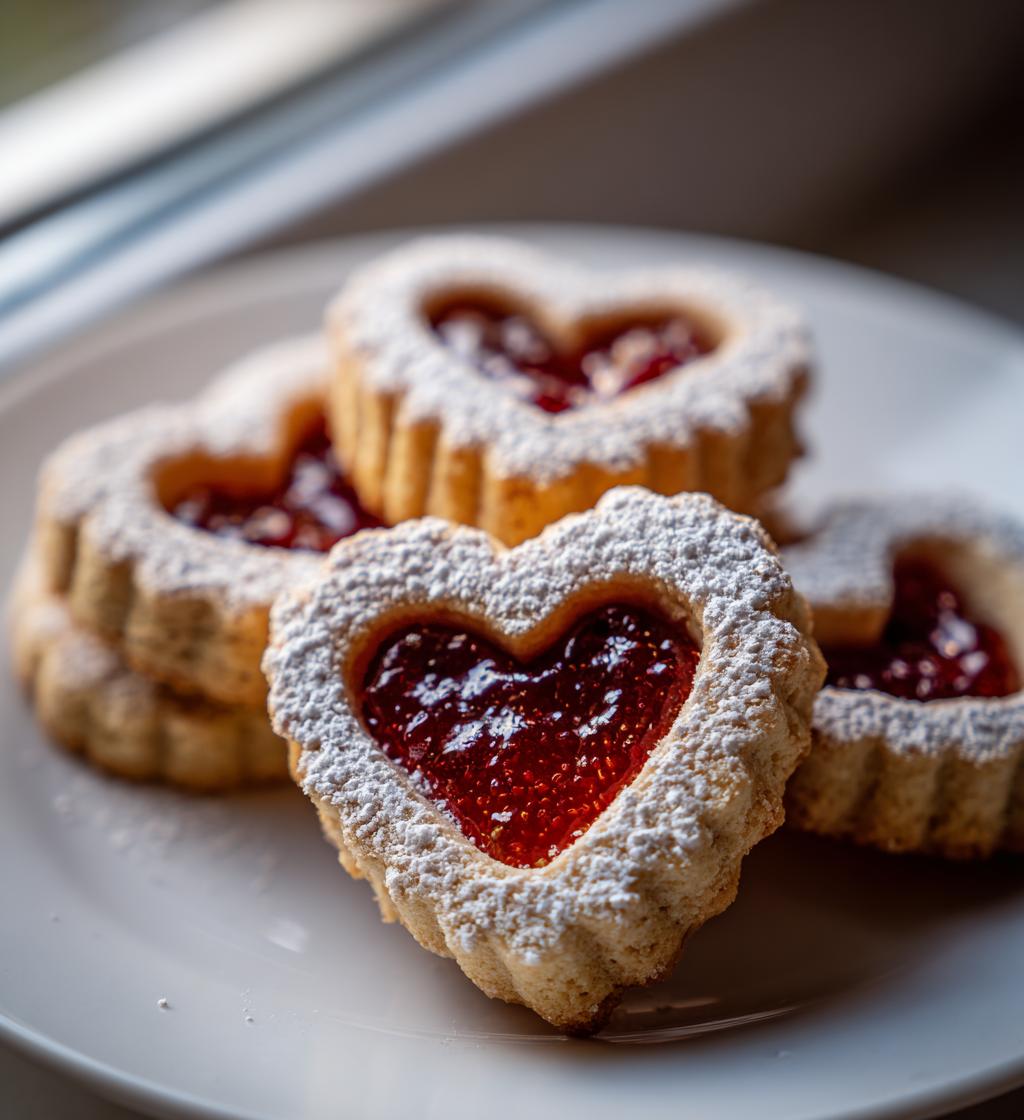 Linzer Strawberry Heart Cookies - detail 1