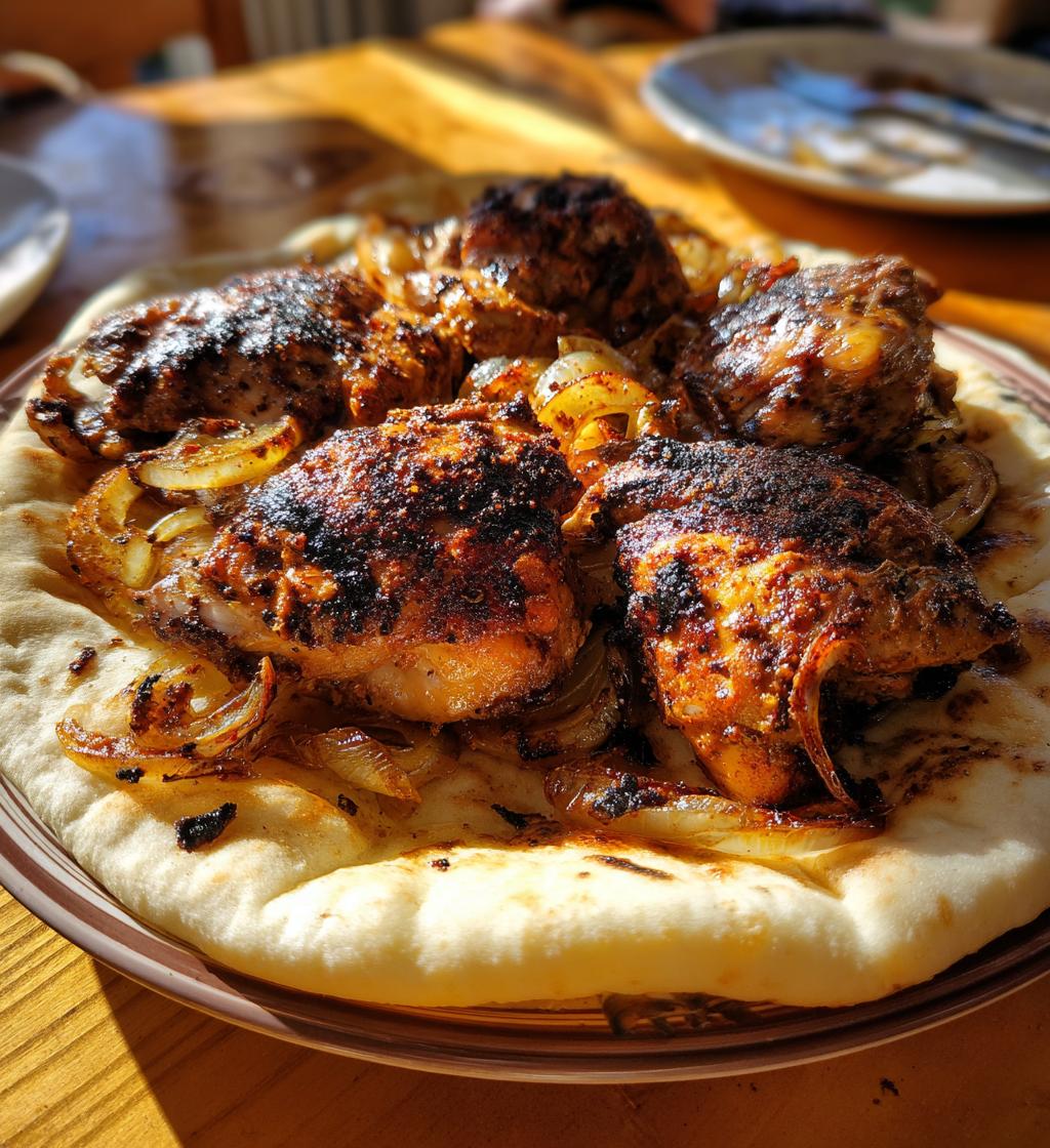 Palestinian Musakhan (Sumac Chicken on Taboon Bread) - detail 1