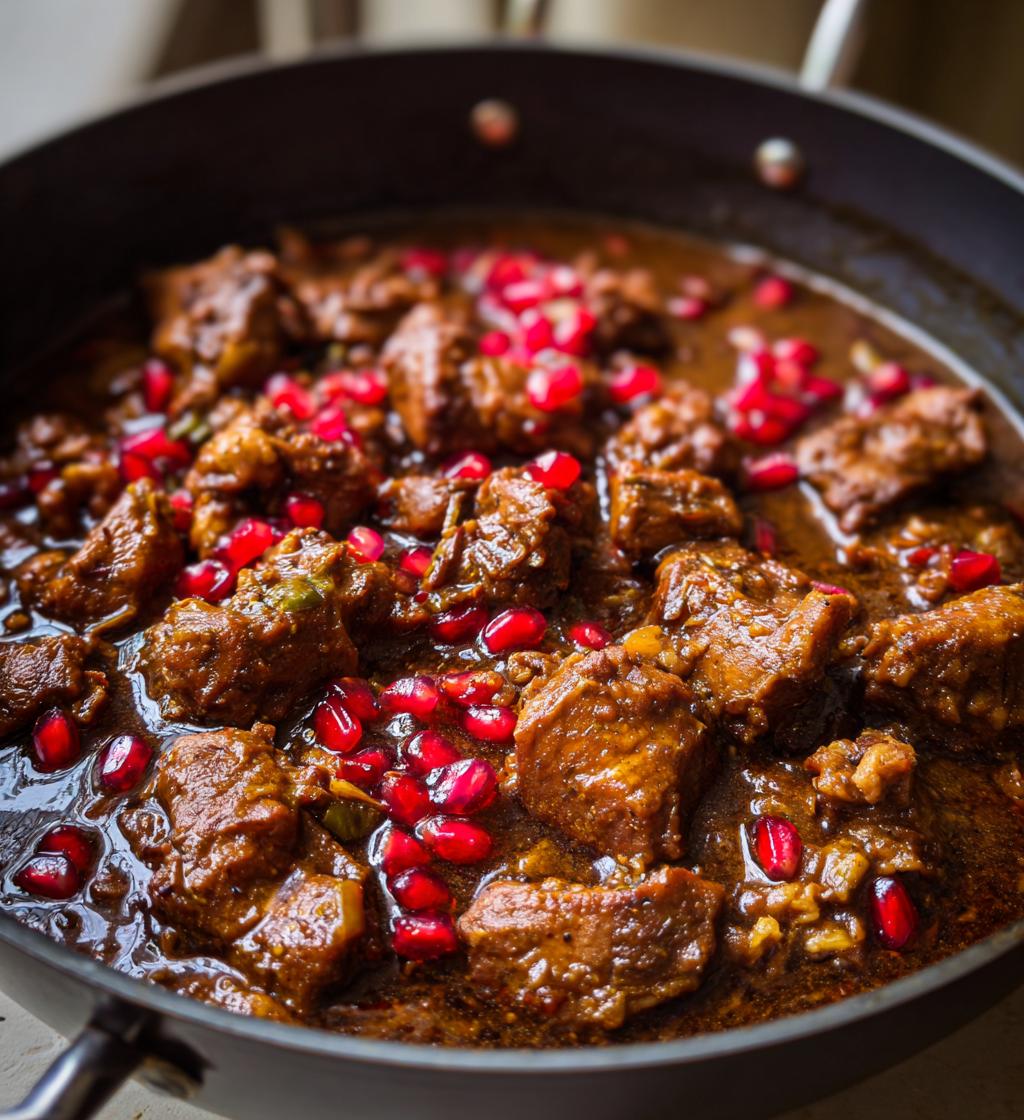 Persian Fesenjan (Walnut Pomegranate Stew with Chicken) - detail 1