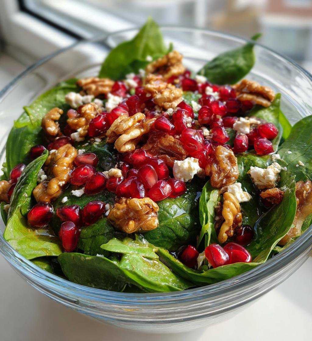 Pomegranate and Spinach Salad with Walnuts - detail 1
