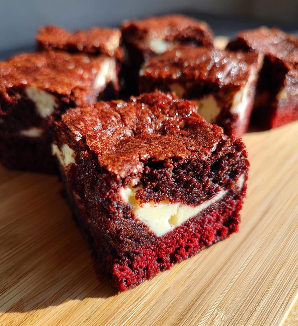 Red Velvet Brownies with Cream Cheese Swirl - detail 1