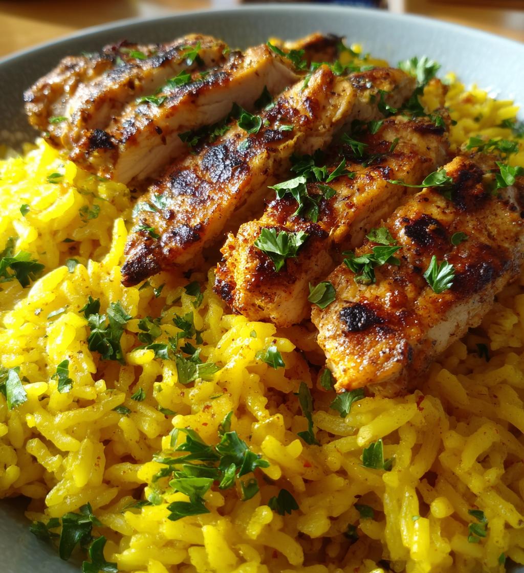 Saffron Rice with Grilled Chicken Strips - detail 1