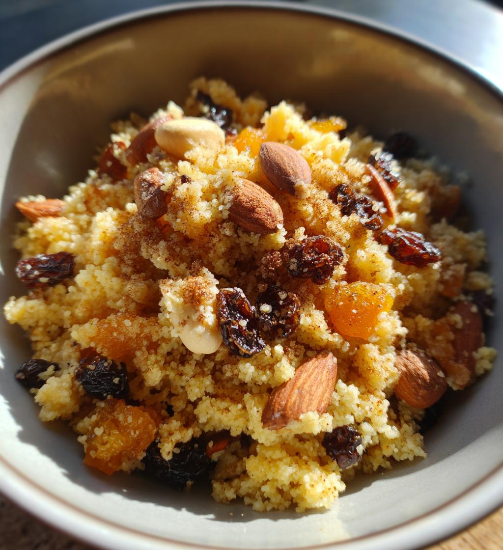 Seffa with Cinnamon and Almonds (Sweet couscous) - detail 1