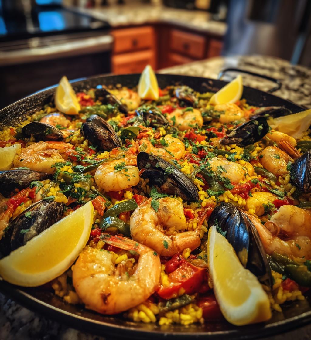 Spanish Seafood Paella (Using chicken/vegetable broth) - detail 1
