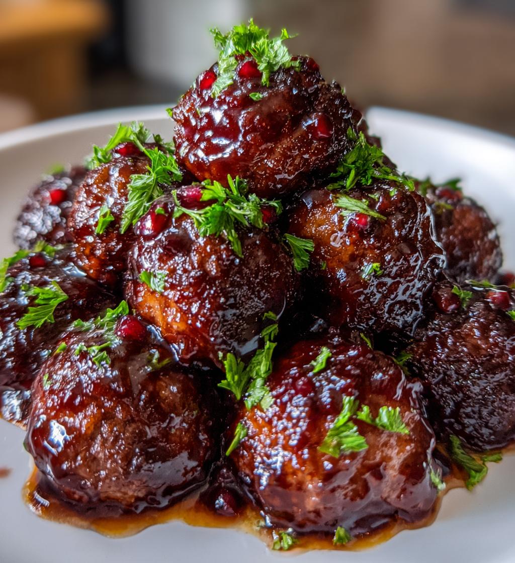 Sticky Pomegranate Glazed Meatballs - detail 1