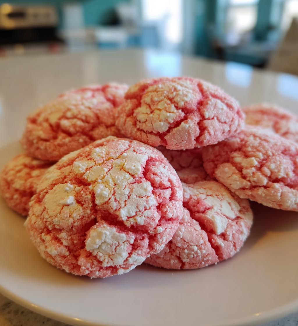 Strawberry Cake Mix Crinkle Cookies - detail 1