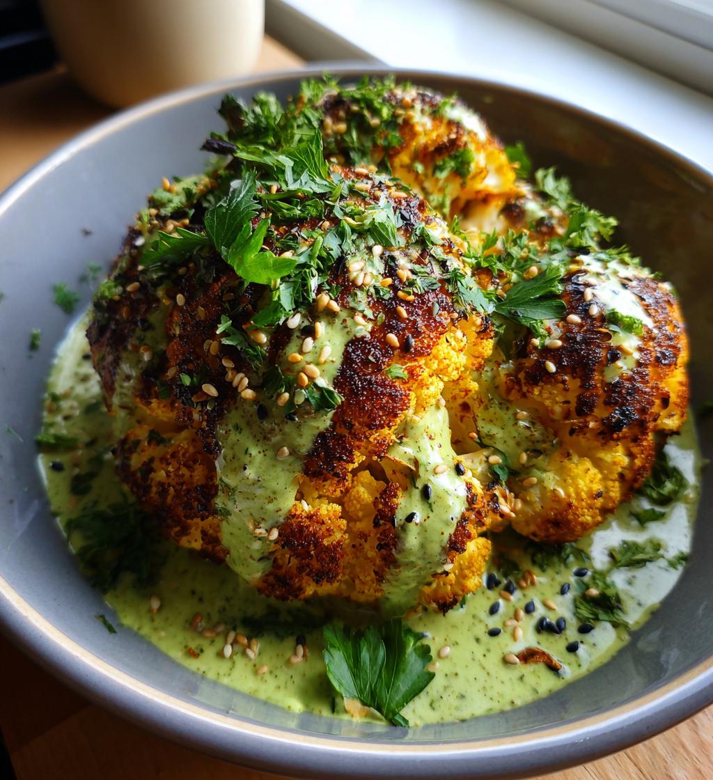 Whole Roasted Cauliflower with Green Tahini - detail 1