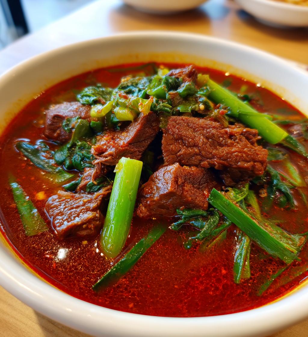 Yukgaejang (Spicy Korean Beef & Scallion Soup) - detail 1